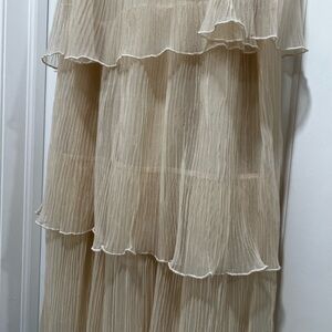 NEW NWT medium Cream Layered Maxi Tulle ruffles Lined Skirt festival boho fairy